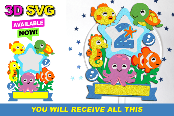 Download Ocean Cute Babys Cake Topper 3D SVG - Ocean Collection