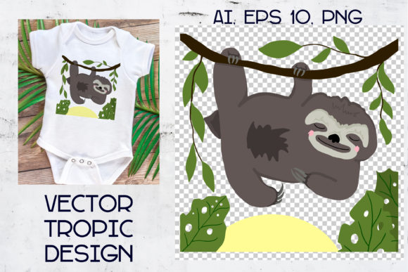 Download Tropical Animal, Sloth, Kids Vector Illu - Tropic Collection