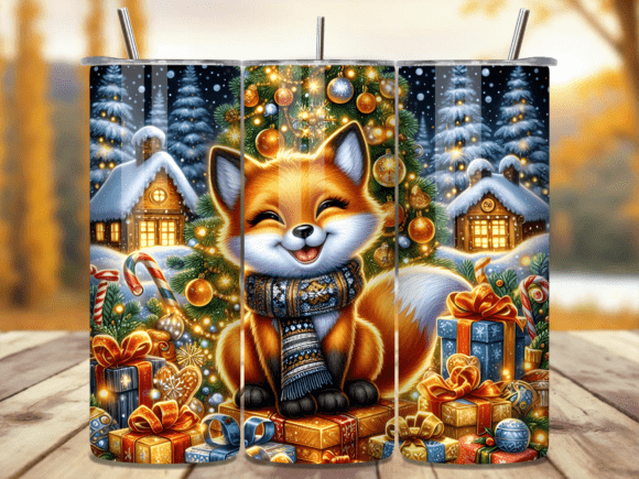 Download Fox with Christmas Gifts Tumbler Wrap - Fox Collection