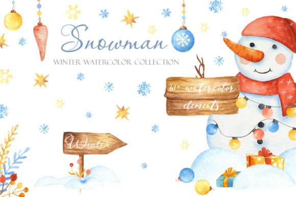 Download Snowman. Winter Watercolor Collection. - Winter watercolor collection Collection