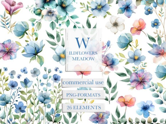 Download Wildflower Meadow, Dusty Blue Flowers - Wildflower meadow Collection