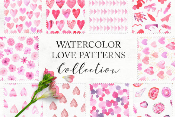 Download 15 Watercolor Love Seamless Patterns - Love Collection