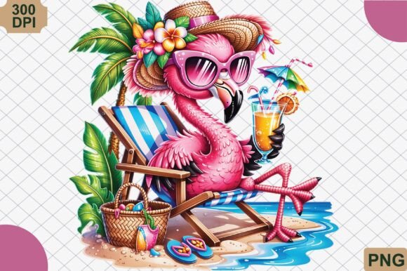 Download Tropical Flamingo Beach Chair Summer PNG - Tropic Collection
