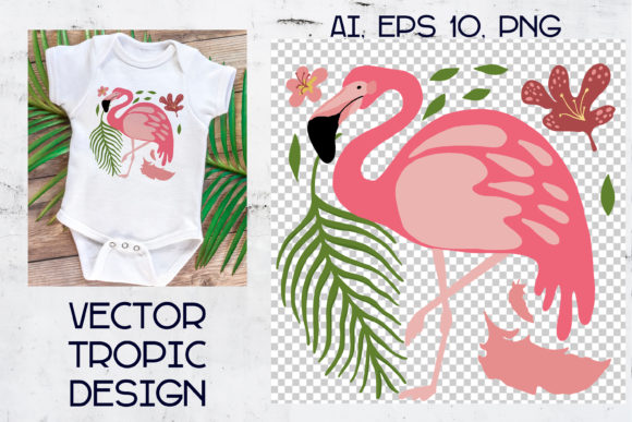 Download Tropical Animal, Flamingo, Kids Vector I - Tropic Collection