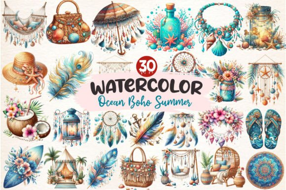 Download Ocean Boho Summer Clipart - Ocean Collection