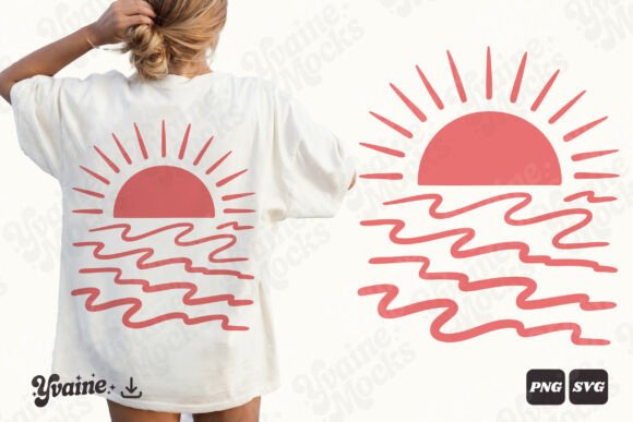 Download Retro Summer Sunset Ocean Waves SVG PNG - Ocean Collection