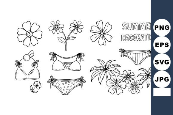 Download Summer Decoration Vector Set with Tropic - Tropic Collection
