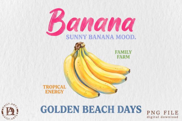 Download Retro Summer Banana Tropical Fruit PNG - Tropic Collection