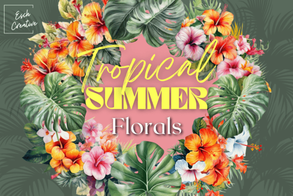 Download Tropical Summer Flower Watercolor Bundle - Tropic Collection
