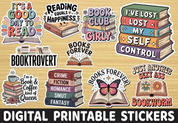 Download Retro Reading Book Lover Quote Stickers - Love Collection