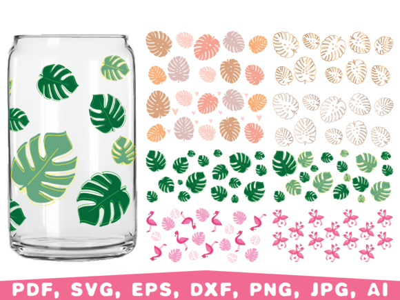 Download Monstera Can Glass Wrap SVG - Premium Resources