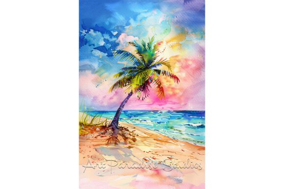 Download Tropical Palm Tree Watercolor Wall Art - Tropic Collection